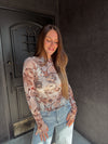 Fall Floral Mesh Top