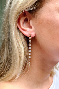 Rhinestone Tassel Earring: GOLD