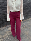 Lucy Paris Diana Wide Leg Pant - Burgundy