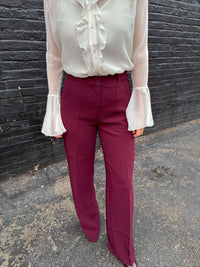 Lucy Paris Diana Wide Leg Pant - Burgundy