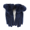 Faux Fur Trim Gloves (Velvet-Like): Wine