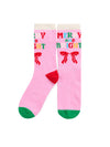 "MERRY & BRIGHT" SOCKS,PINK