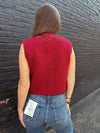 Selena Button Knit Top - Burgundy