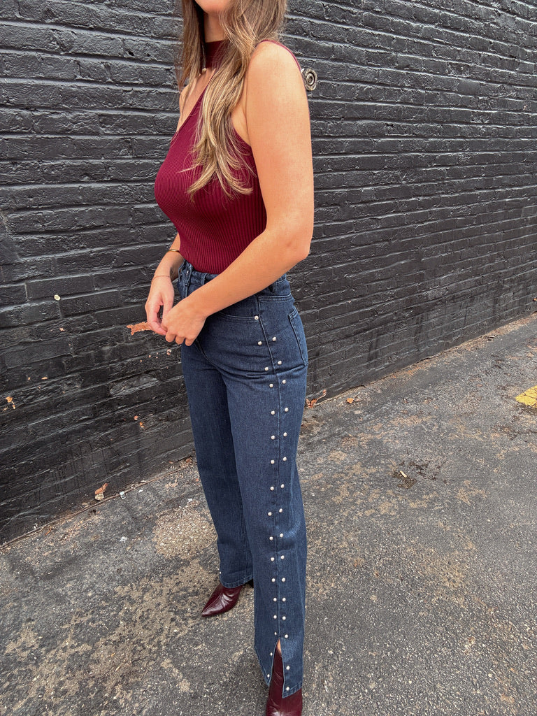 Stud Detail Denim Pants