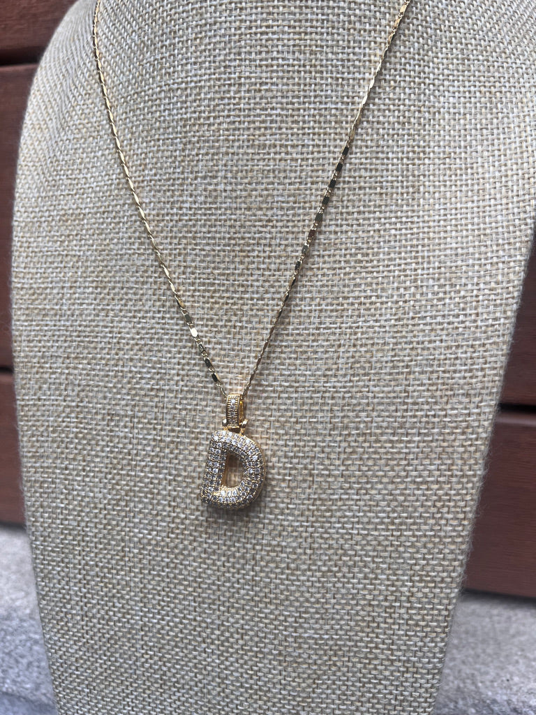 Puffy Initial Necklace - D