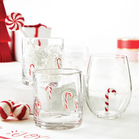 Figurine Wine Glass - Candy Cane: Glass