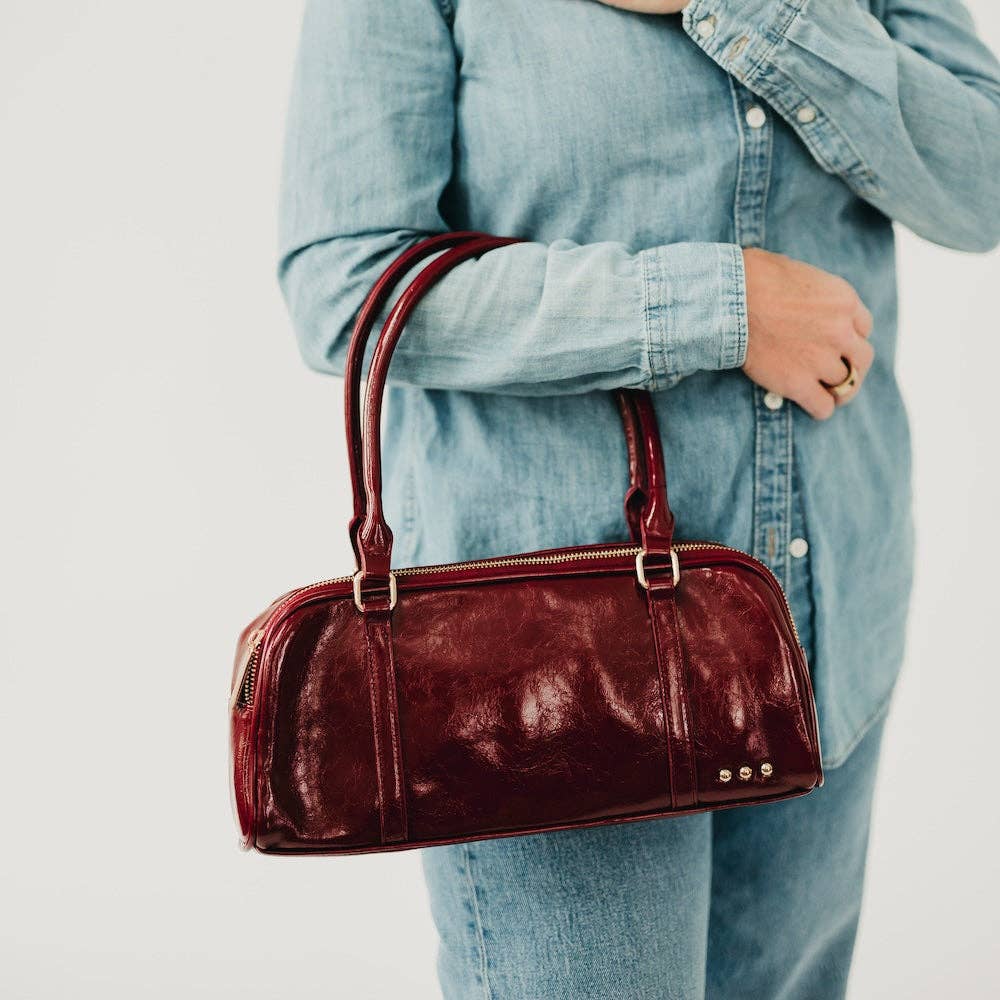 Arlys Barrel Shoulder Bag: Burgundy