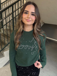 Round Neck Green Merry Sweater