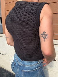 Selena Button Knit Top - Black