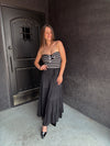 Smocked High Waisted Skirt - Black