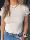 Sadie & Sage Ronan Fitted Crop Tee - Cream