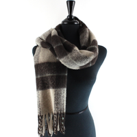 Fuzzy Plaid Scarf: Black