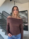 Ribbed OTS Sweater - Brown