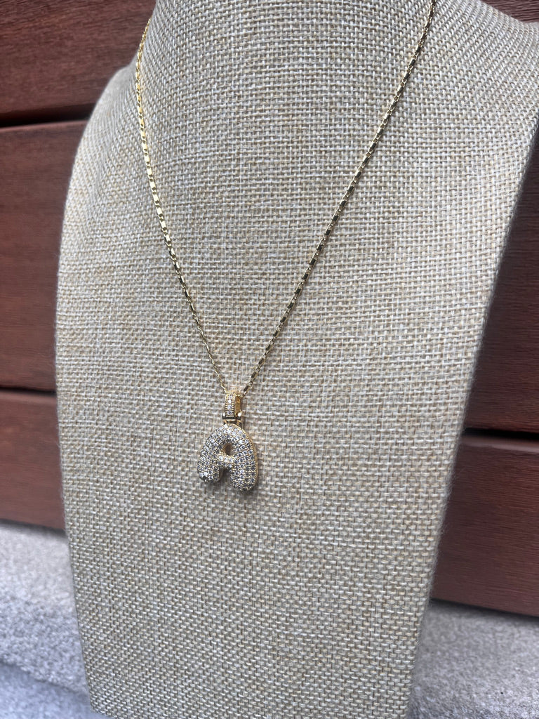Puffy Initial Necklace - A