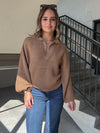 Oversized Balloon Sleeve Sweater - Brown
