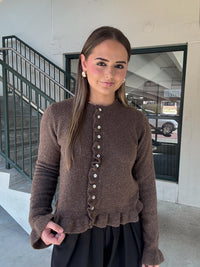 Knit Ruffle Cardigan - Cocoa