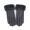 Faux Leather Gloves w/Faux Fur: Black