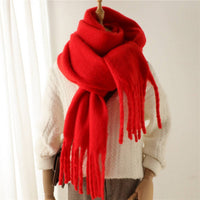 SOLID TASSEL SCARF: Red