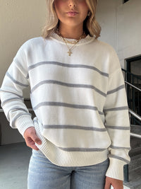 Z Supply Boyfriend Striped Sweater - White