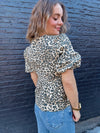 Leopard Print Tie Front Top