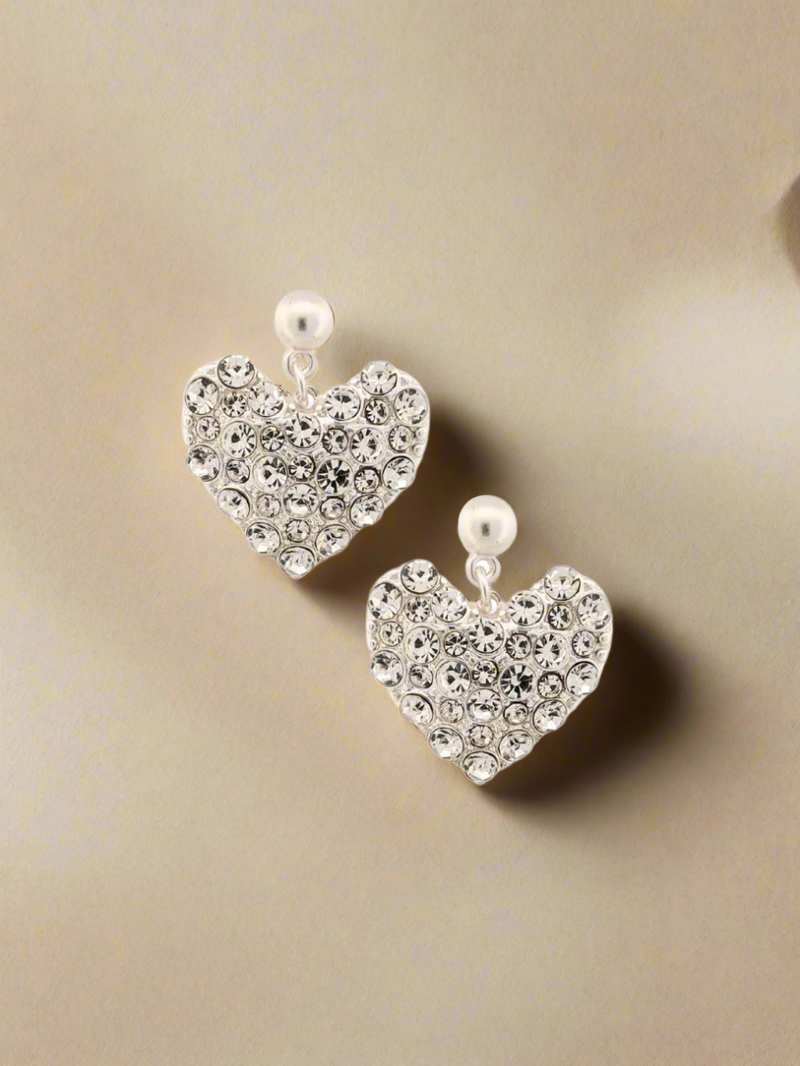 Rhinestone Heart Stud: MATTE GOLD