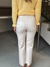 HIDDEN Ella Ecru Wash Tie Waist Clean Wide Straight Jeans