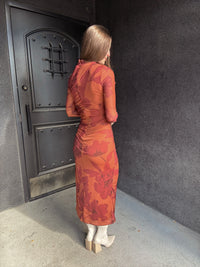 Floral Shirred Midi Dress