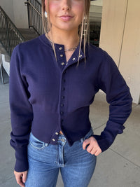 Soft Knit Cardigan - Navy