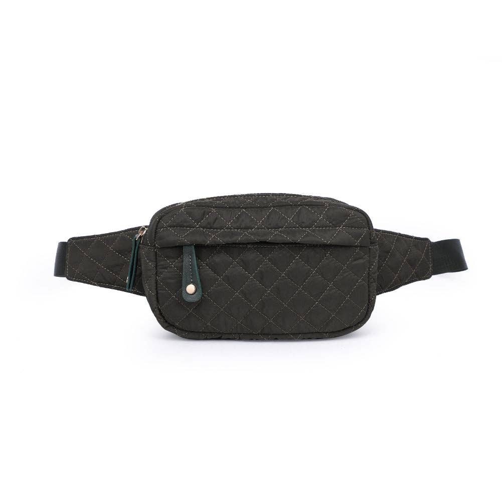 Teo Quilted Nylon Fanny Pack Belt Bag: Black