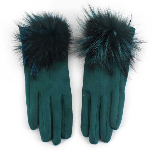 Extra Furry Pom Pom Gloves: Magenta