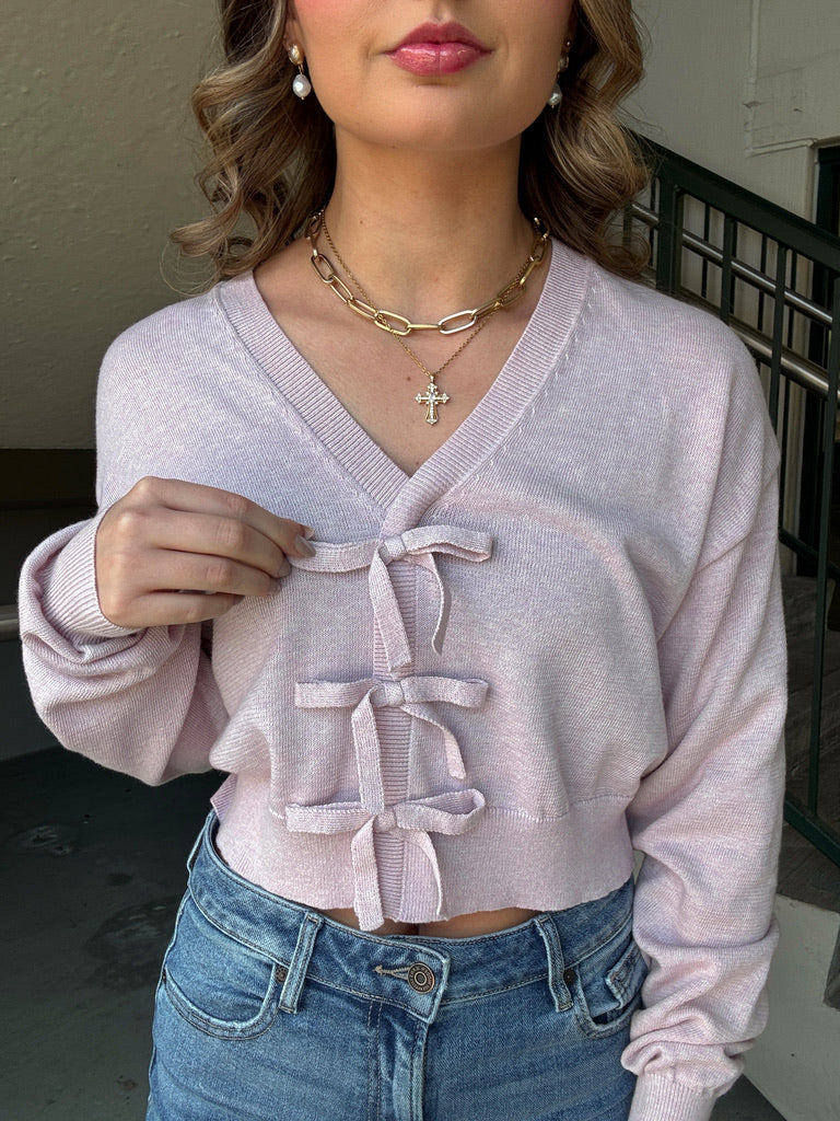 Cropped Bow Knit Top