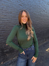 Gold Button Turtleneck Sweater - Hunter Green