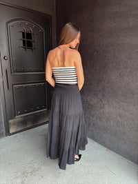 Twist Front Sweater Tube Top - Off White / Black