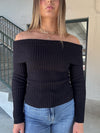 Ribbed OTS Sweater - Black