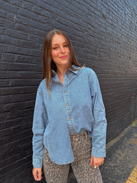 Ruched Denim Shirt