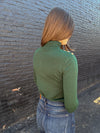Gold Button Turtleneck Sweater - Hunter Green
