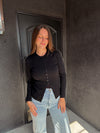 Split Hem Top - Black