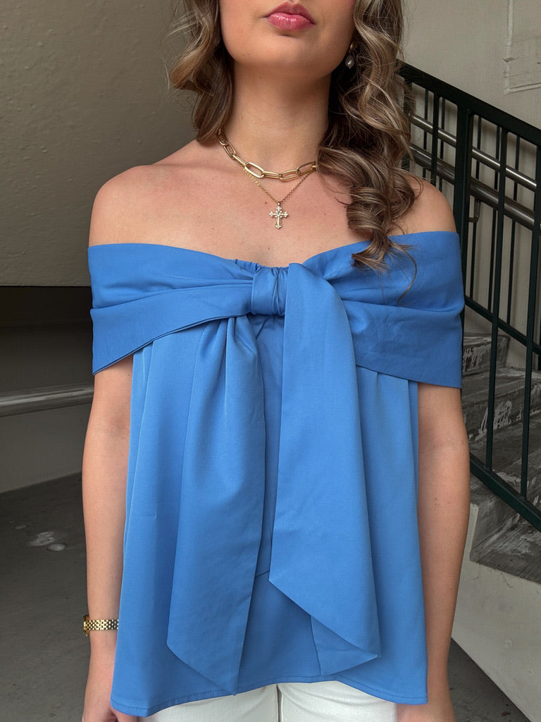 Bardot Bow Top - Blue