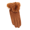 Faux Fur Trim Gloves (Velvet-Like): Wine
