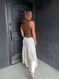 Smocked High Waisted Skirt - Dove