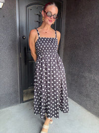 Polka Dot Satin Midi Dress
