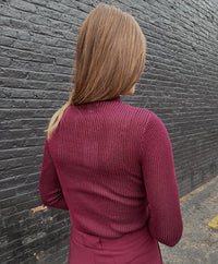 Lucy Paris Pacie Knit Long Sleeve Top - Burgundy