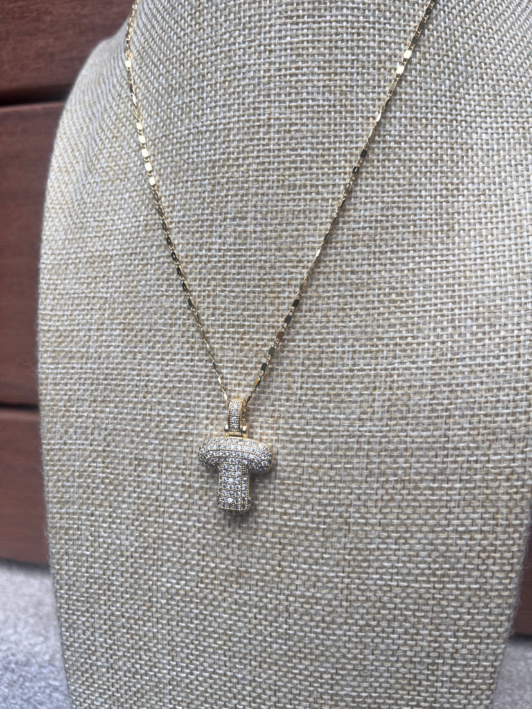 Puffy Initial Necklace - T