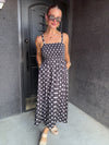 Polka Dot Satin Midi Dress