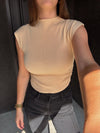 Sleeveless Mock Neck Top - Khaki