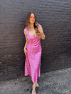 ASTR Bow Strap Satin Dress - Pink Dot