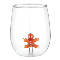 Figurine Stemless Wine Glass Set - Gingerbreads: Glass / 19 oz, 4.33" h