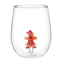 Figurine Stemless Wine Glass Set - Gingerbreads: Glass / 19 oz, 4.33" h