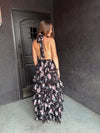 Black Floral Tiered Maxi Dress