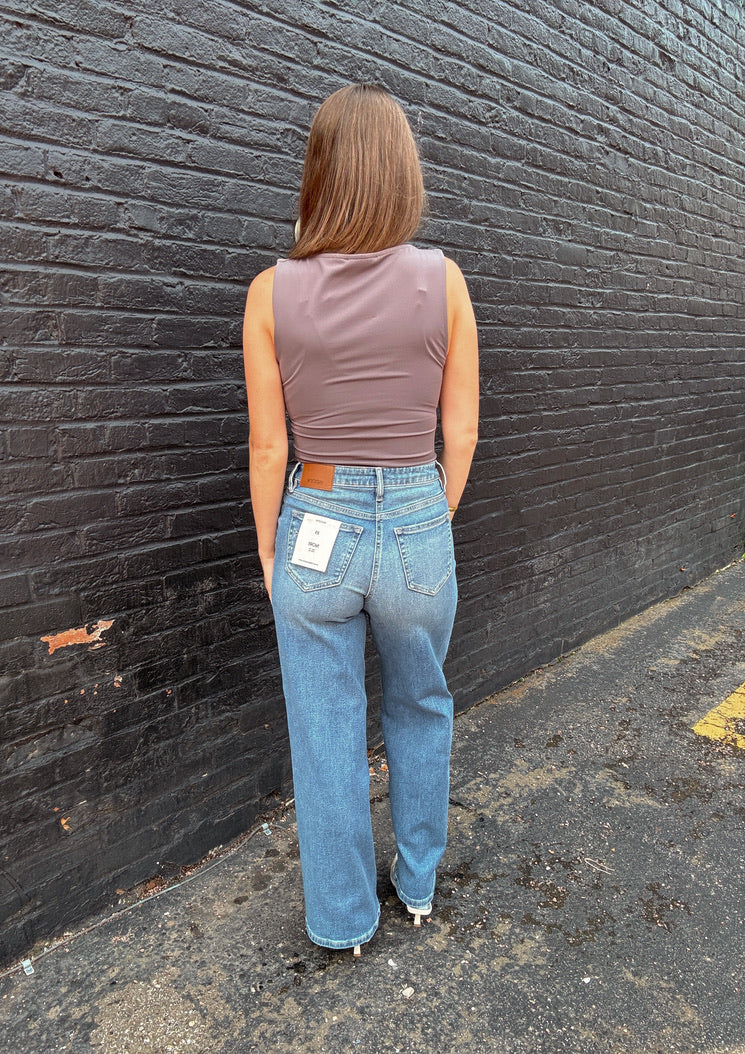 HIDDEN Nori High Rise Wide Leg Jean - Medium Dark